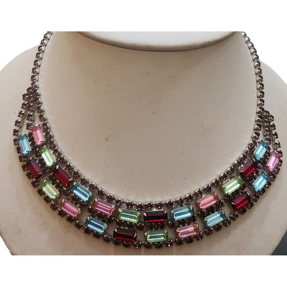 Amazing Unsigned Super Well Made Colorful Rhinestone Parure Sets (A4695) - Picture 3 of 7